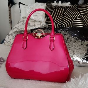 Hot Pink Patent leather bag with big diamond stone HP❤️❤️2 times